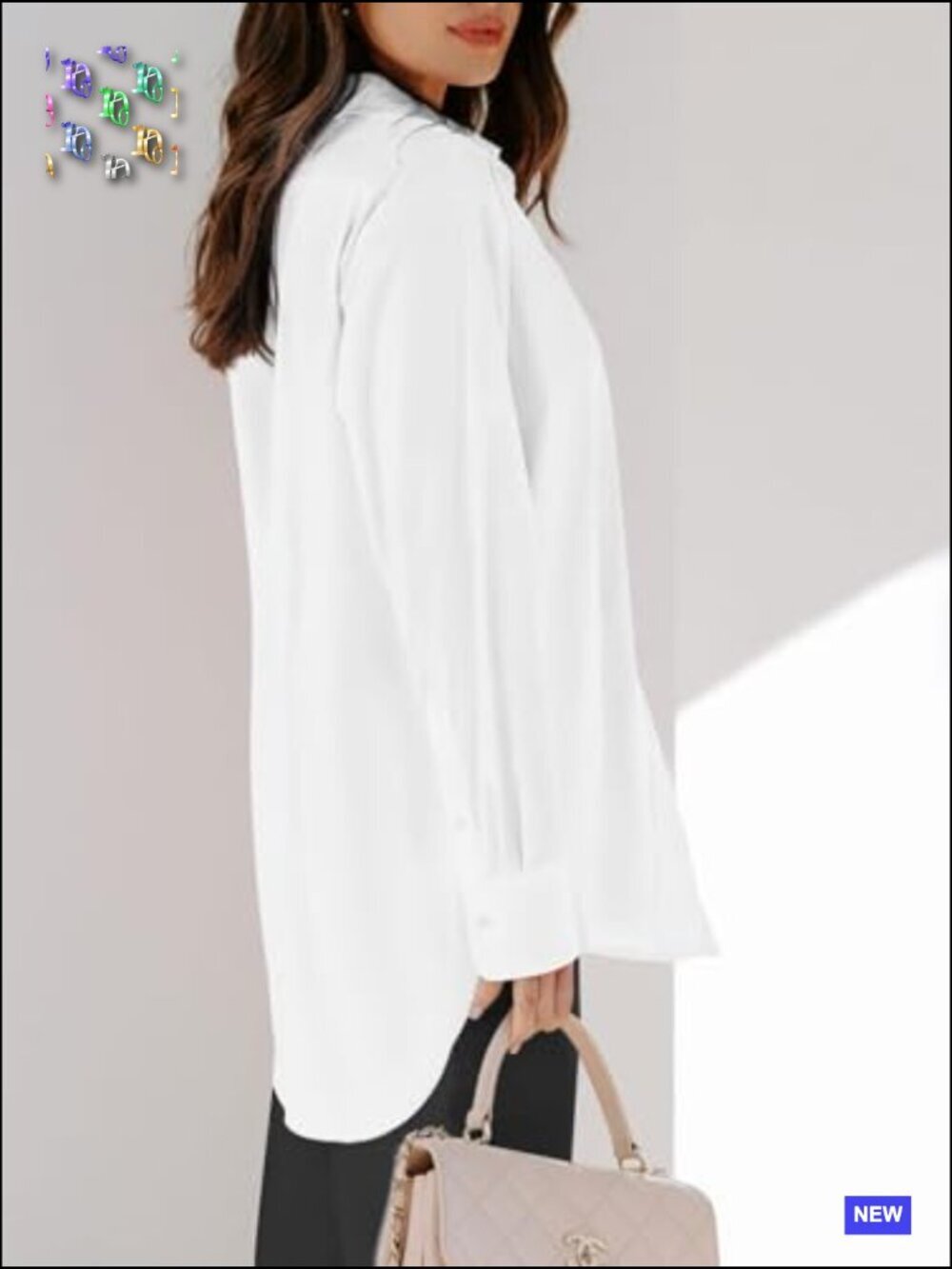 Classic Button Down Shirt Long Sleeve V Neck Blouse with Pockets Casual Elegant - Picture 2 of 4